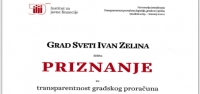 Gradu Sveti Ivan Zelina priznanje za transparentnost gradskog proračuna